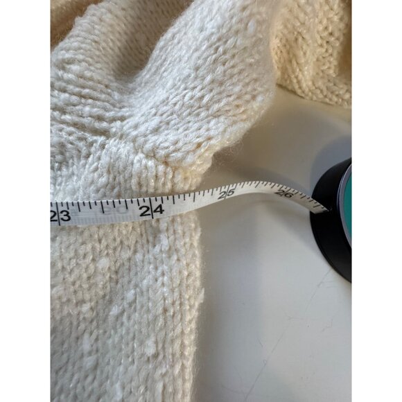 New! D&Co Naturals Cable Knit Mock Neck Sweater with Hi-Lo Hem Cream 1X - Picture 9 of 10